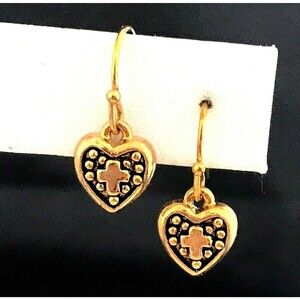 New Antique Gold Tone Cross Earrings Delicate Dangle Women's 1K
